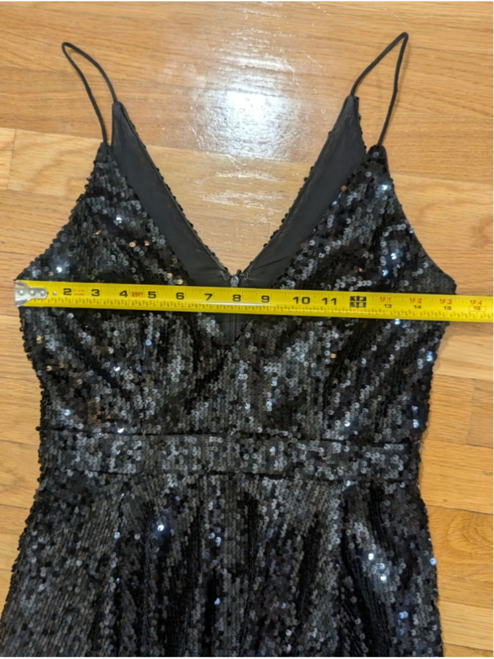 Jay Godfrey Black Sequin V-Neck Midi Dress Size 4 - Picture 7 of 10